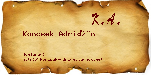 Koncsek Adrián névjegykártya